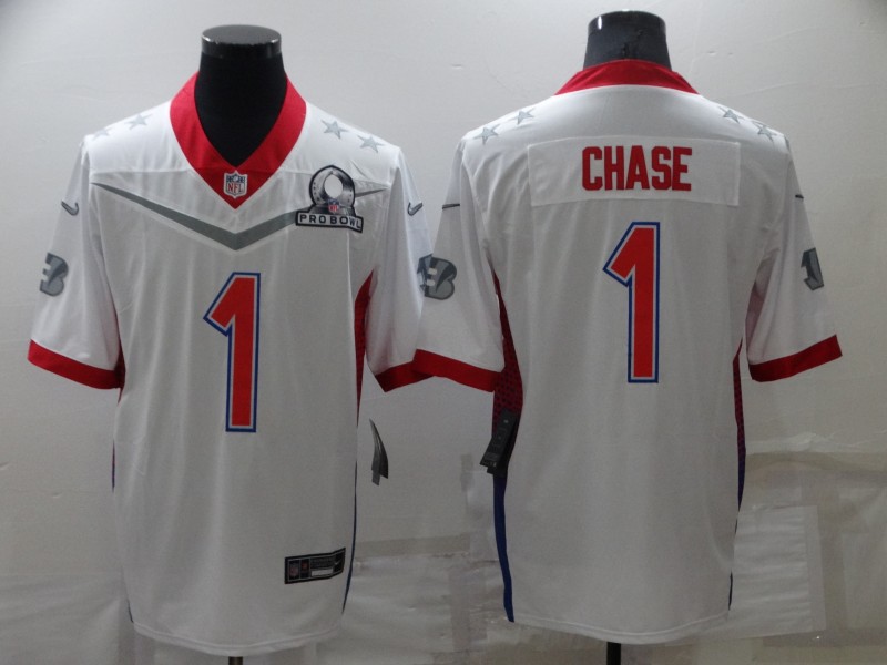 Men's Cincinnati Bengals Ja'Marr Chase #1 White ALL STAR Jersey